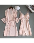 Sexy kobiety Rayon Kimono szlafrok biała panna młoda druhna suknia ślubna zestaw koronki wykończenia bielizna nocna Casual ubran