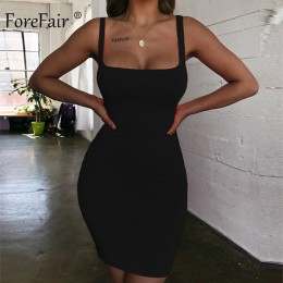 Forefair Spaghetti Strap Sexy Bodycon sukienka lato żółty Neon zielony czarny pomarańczowy elegancki bez rękawów Mini krótka suk