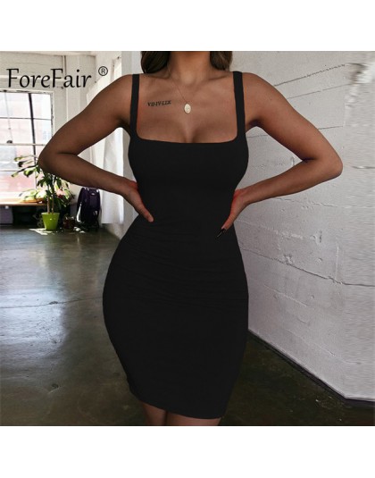 Forefair Spaghetti Strap Sexy Bodycon sukienka lato żółty Neon zielony czarny pomarańczowy elegancki bez rękawów Mini krótka suk