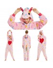 Nowe zimowe kobiety mężczyźni Unisex dorosłych Cute Cartoon Onesie piżama w zwierzątka unicornio haftowany jednorożec Kigurumi f