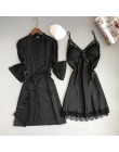 Sexy kobiety Rayon Kimono szlafrok biała panna młoda druhna suknia ślubna zestaw koronki wykończenia bielizna nocna Casual ubran