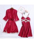 Sexy kobiety Rayon Kimono szlafrok biała panna młoda druhna suknia ślubna zestaw koronki wykończenia bielizna nocna Casual ubran