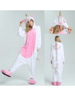 Nowe zimowe kobiety mężczyźni Unisex dorosłych Cute Cartoon Onesie piżama w zwierzątka unicornio haftowany jednorożec Kigurumi f