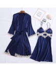 Sexy kobiety Rayon Kimono szlafrok biała panna młoda druhna suknia ślubna zestaw koronki wykończenia bielizna nocna Casual ubran