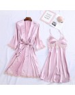 Sexy kobiety Rayon Kimono szlafrok biała panna młoda druhna suknia ślubna zestaw koronki wykończenia bielizna nocna Casual ubran