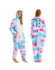 Nowe zimowe kobiety mężczyźni Unisex dorosłych Cute Cartoon Onesie piżama w zwierzątka unicornio haftowany jednorożec Kigurumi f