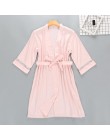 Sexy kobiety Rayon Kimono szlafrok biała panna młoda druhna suknia ślubna zestaw koronki wykończenia bielizna nocna Casual ubran