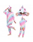 Nowe zimowe kobiety mężczyźni Unisex dorosłych Cute Cartoon Onesie piżama w zwierzątka unicornio haftowany jednorożec Kigurumi f