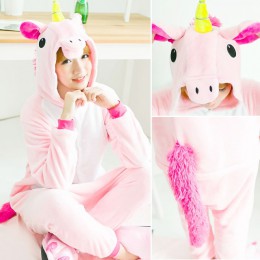 Jednorożec Kigurumi piżama Stitch dorosłych zwierząt Onesie kobiety mężczyźni para 2019 zimowa piżama garnitur kot piżamy flanel