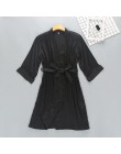 Sexy kobiety Rayon Kimono szlafrok biała panna młoda druhna suknia ślubna zestaw koronki wykończenia bielizna nocna Casual ubran