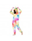 Flanelowe kingurumi dorosłych zwierząt pijama jednorożec piżamy kobiety Cosplay Kigurumi piżama Totoro Stitch Onsie Homewear bie