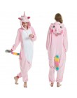 Flanelowe kingurumi dorosłych zwierząt pijama jednorożec piżamy kobiety Cosplay Kigurumi piżama Totoro Stitch Onsie Homewear bie