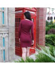 Kobiety Mini sukienka z dzianiny bawełnianej długim rękawem burgundii sukienki 2020 wiosna czysta dzianinowa sukienka bodycon dr
