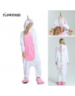 Piżamy damskie piżama dla kobiet jednorożec Kigurumi flanelowe Cute piżama w zwierzątka zestawy kobiety zima bielizna nocna unic