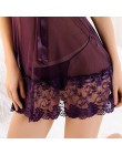 Koronkowa koszula nocna kobiety bielizna nocna piżamy lato Negligee strój do spania typu babydoll seksowna bielizna szlafrok kob