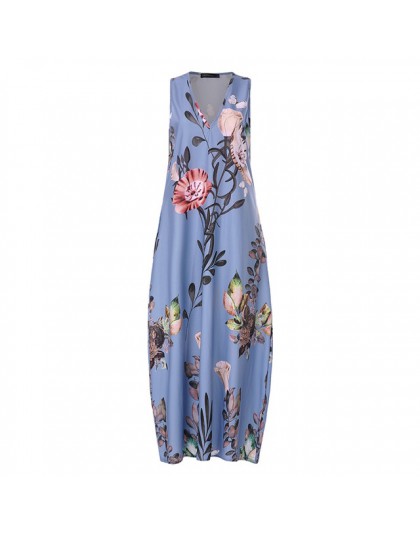 ZANZEA 2020 moda lato Sundress kobiety długa, maksi Vestidos Floral wydrukowano artystyczna sukienka panie casualowe kieszenie d