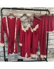 2018 kobiet satynowa bielizna nocna 5 sztuk piżamy seksowne koronkowe piżamy Sleep Lounge Pijama jedwabna noc odzież domowa piża