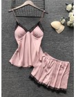 QWEEK lato 2019 kobiety zestawy piżam 4 sztuk Sexy koronki piżamy kobiety satynowa jedwabna bielizna nocna elegancki Pijama z kl