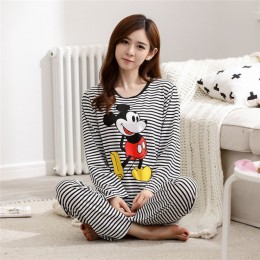 Kobiety Mickey piżama zestaw kreskówka minnie dziewczyna bielizna nocna Pijama długie kobiety piżamy garnitur odzież damska zest