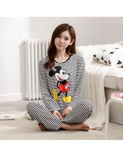 Kobiety Mickey piżama zestaw kreskówka minnie dziewczyna bielizna nocna Pijama długie kobiety piżamy garnitur odzież damska zest