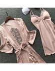 2019 damska suknia i suknia ustawia Sexy Lace Sleep Lounge Pijama z długim rękawem damska bielizna nocna szlafrok sukienka wiecz