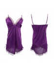 Night Dress Panie Sexy nuisette jedwabiu bielizna nocna satynowa koszula nocna dekolt w serek koszula nocna Slip koszule nocne l
