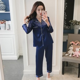 2019 kobiety jedwabne piżamy ustawia Silk Satin z długim rękawem moda piżamy dla dziewczyny piżamy garnitur domu nowy duży rozmi
