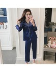 2019 kobiety jedwabne piżamy ustawia Silk Satin z długim rękawem moda piżamy dla dziewczyny piżamy garnitur domu nowy duży rozmi