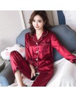 2019 kobiety jedwabne piżamy ustawia Silk Satin z długim rękawem moda piżamy dla dziewczyny piżamy garnitur domu nowy duży rozmi