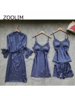 ZOOLIM 4 sztuk kobiety piżamy ustawia satynowa bielizna nocna jedwabna bielizna nocna piżama Spaghetti pasek snu salon Pijama z 
