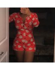 Sexy Onesies dla dorosłych 2020 najnowsze jesienne zimowe z długim rękawem dekolt w serek zabawny wzór wydruku piżamy Romper kob