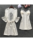 2019 damska suknia i suknia ustawia Sexy Lace Sleep Lounge Pijama z długim rękawem damska bielizna nocna szlafrok sukienka wiecz