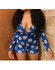 Sexy Onesies dla dorosłych 2020 najnowsze jesienne zimowe z długim rękawem dekolt w serek zabawny wzór wydruku piżamy Romper kob