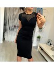 Hot 2019 kobiety letnia sukienka moda splatanie przędzy powrót Zipper krótki rękaw kolana biuro O-Neck Sexy damskie sukienki Plu