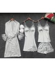 ZOOLIM 4 sztuk kobiety piżamy ustawia satynowa bielizna nocna jedwabna bielizna nocna piżama Spaghetti pasek snu salon Pijama z 