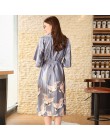 Gorąca sprzedaż czarne letnie satynowe Kimono szlafrok kobiety panna młoda druhna suknia ślubna suknia Sexy kwiat długa bielizna