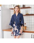 Gorąca sprzedaż czarne letnie satynowe Kimono szlafrok kobiety panna młoda druhna suknia ślubna suknia Sexy kwiat długa bielizna
