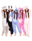Zimowe flanelowe piżamy damskie Kigurumi jednorożec Onesies Cute Cartoon zwierząt Stitch Unicornio piżamy zestawy bielizna nocna