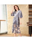 Gorąca sprzedaż czarne letnie satynowe Kimono szlafrok kobiety panna młoda druhna suknia ślubna suknia Sexy kwiat długa bielizna
