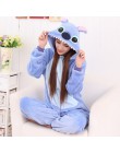 Zimowe flanelowe piżamy damskie Kigurumi jednorożec Onesies Cute Cartoon zwierząt Stitch Unicornio piżamy zestawy bielizna nocna
