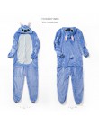 Zimowe flanelowe piżamy damskie Kigurumi jednorożec Onesies Cute Cartoon zwierząt Stitch Unicornio piżamy zestawy bielizna nocna