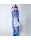 Unisex dorosłych piżama w zwierzątka Anime Onesie Stitch jednorożec Panda niedźwiedź Pikachu flanelowa kreskówka śliczne ciepłe 