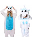 Zimowe flanelowe piżamy damskie Kigurumi jednorożec Onesies Cute Cartoon zwierząt Stitch Unicornio piżamy zestawy bielizna nocna