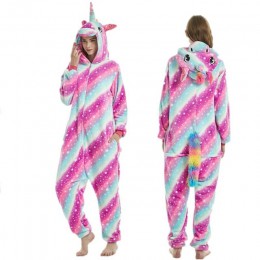 Unisex dorosłych piżama w zwierzątka Anime Onesie Stitch jednorożec Panda niedźwiedź Pikachu flanelowa kreskówka śliczne ciepłe 
