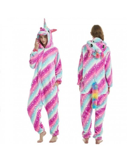 Unisex dorosłych piżama w zwierzątka Anime Onesie Stitch jednorożec Panda niedźwiedź Pikachu flanelowa kreskówka śliczne ciepłe 
