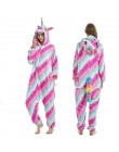 Unisex dorosłych piżama w zwierzątka Anime Onesie Stitch jednorożec Panda niedźwiedź Pikachu flanelowa kreskówka śliczne ciepłe 