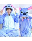 Unisex dorosłych piżama w zwierzątka Anime Onesie Stitch jednorożec Panda niedźwiedź Pikachu flanelowa kreskówka śliczne ciepłe 