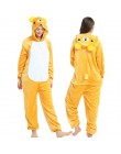 Unisex dorosłych piżama w zwierzątka Anime Onesie Stitch jednorożec Panda niedźwiedź Pikachu flanelowa kreskówka śliczne ciepłe 