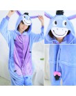 Unisex dorosłych piżama w zwierzątka Anime Onesie Stitch jednorożec Panda niedźwiedź Pikachu flanelowa kreskówka śliczne ciepłe 