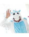 Unisex dorosłych piżama w zwierzątka Anime Onesie Stitch jednorożec Panda niedźwiedź Pikachu flanelowa kreskówka śliczne ciepłe 